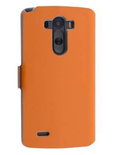 Slim Genuine Leather Portfolio Case for LG G3 - Orange Leather Wallet Case