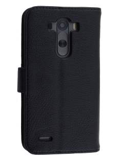 Synthetic Leather Wallet Case with Stand for LG G3 - Classic Black Leather Wallet Case