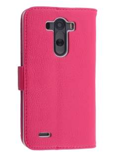Synthetic Leather Wallet Case with Stand for LG G3 - Pink Leather Wallet Case