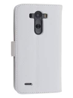 Synthetic Leather Wallet Case with Stand for LG G3 - Pearl White Leather Wallet Case