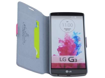 Slim Genuine Leather Portfolio Case for LG G3 - Pink