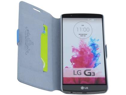 Slim Genuine Leather Portfolio Case for LG G3 - Blue