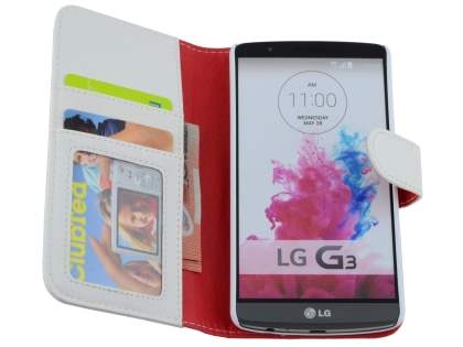 Synthetic Leather Wallet Case with Stand for LG G3 - Pearl White