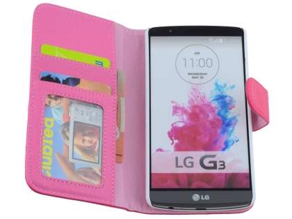 Synthetic Leather Wallet Case with Stand for LG G3 - Pink