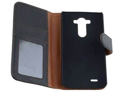 Synthetic Leather Wallet Case with Stand for LG G3 - Classic Black