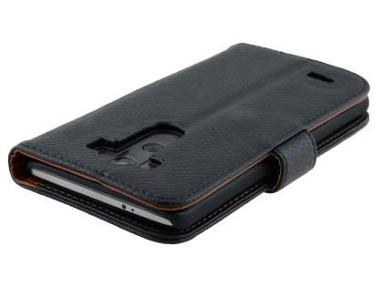 Synthetic Leather Wallet Case with Stand for LG G3 - Classic Black