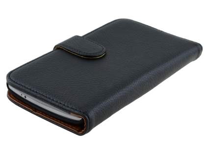 Synthetic Leather Wallet Case with Stand for LG G3 - Classic Black