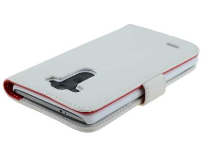 Synthetic Leather Wallet Case with Stand for LG G3 - Pearl White