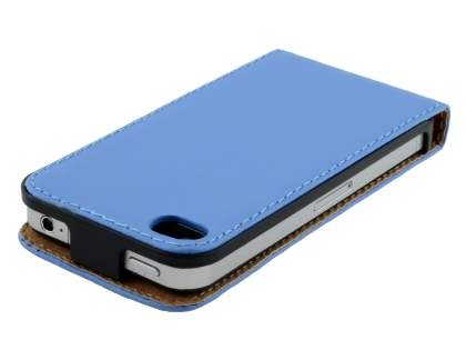 Synthetic Leather Flip Case for iPhone 4S/4 - Blue