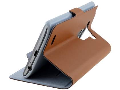 Slim Genuine Leather Portfolio Case for LG G3 - Brown