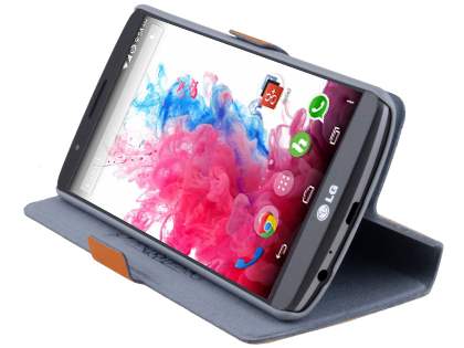 Slim Genuine Leather Portfolio Case for LG G3 - Orange