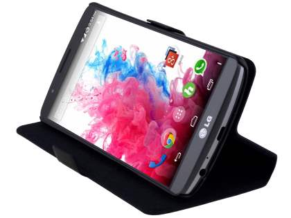 Slim Genuine Leather Portfolio Case for LG G3 - Black