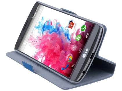 Slim Genuine Leather Portfolio Case for LG G3 - Blue