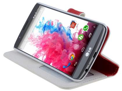 Synthetic Leather Wallet Case with Stand for LG G3 - Pearl White