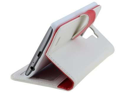 Synthetic Leather Wallet Case with Stand for LG G3 - Pearl White