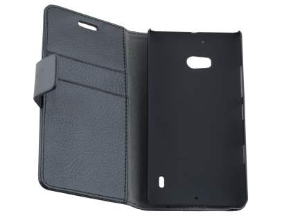 Nokia Lumia 930 Slim Synthetic Leather Wallet Case with Stand - Classic Black