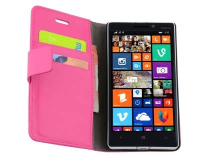 Nokia Lumia 930 Slim Synthetic Leather Wallet Case with Stand - Pink