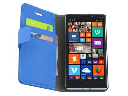 Nokia Lumia 930 Slim Synthetic Leather Wallet Case with Stand - Blue