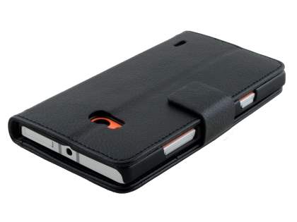 Nokia Lumia 930 Slim Synthetic Leather Wallet Case with Stand - Classic Black