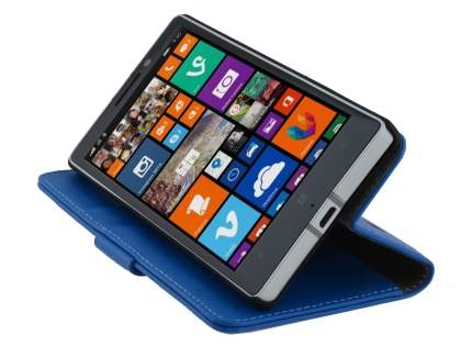 Nokia Lumia 930 Slim Synthetic Leather Wallet Case with Stand - Blue