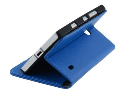 Nokia Lumia 930 Slim Synthetic Leather Wallet Case with Stand - Blue