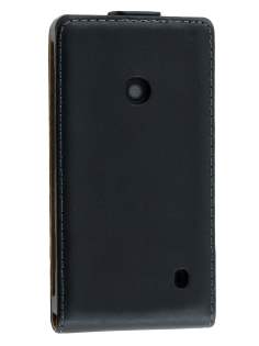 Nokia Lumia 520 Slim Genuine Leather Flip Case - Classic Black Nokia Lumia 520 Slim Genuine Leather Flip Case - Classic Black