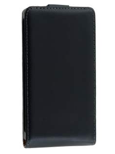 Nokia Lumia 520 Slim Genuine Leather Flip Case - Classic Black
