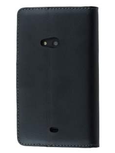 Genuine Leather Wallet Case with Stand for Nokia Lumia 625 - Classic Black Genuine Leather Wallet Case with Stand for Nokia Lumia 625 - Classic Black
