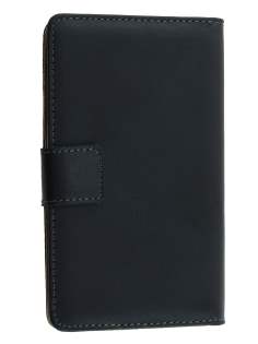 Genuine Leather Wallet Case with Stand for Nokia Lumia 625 - Classic Black