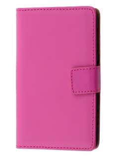 Genuine Leather Wallet Case with Stand for Nokia Lumia 625 - Hot Pink