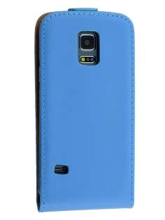 Samsung Galaxy S5 mini Slim Genuine Leather Flip Case - Sky Blue