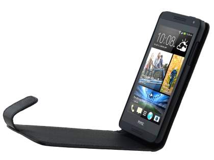 Synthetic Leather Flip Case for HTC Desire 610 - Classic Black