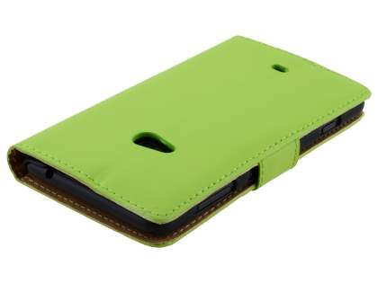 Genuine Leather Wallet Case with Stand for Nokia Lumia 625 - Green