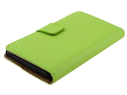 Genuine Leather Wallet Case with Stand for Nokia Lumia 625 - Green