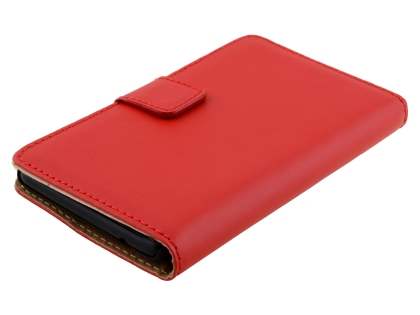 Genuine Leather Wallet Case with Stand for Nokia Lumia 625 - Red