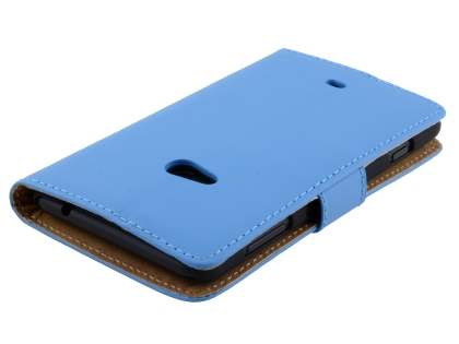 Genuine Leather Wallet Case with Stand for Nokia Lumia 625 - Sky Blue