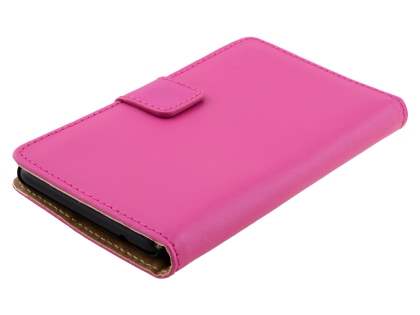 Genuine Leather Wallet Case with Stand for Nokia Lumia 625 - Hot Pink