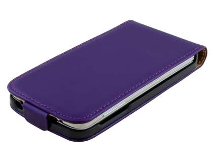 Samsung Galaxy S5 mini Slim Genuine Leather Flip Case - Purple