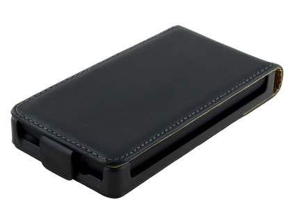 Nokia Lumia 520 Slim Genuine Leather Flip Case - Classic Black