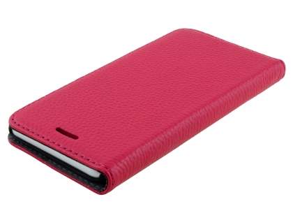 Genuine Textured Leather Wallet Case with Stand for iPhone 6s/6 - Coral Pink