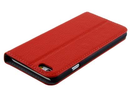 Genuine Textured Leather Wallet Case with Stand for iPhone 6s/6 - Red