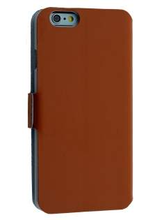 Slim Genuine Leather Portfolio Case with Stand for iPhone 6s Plus/6 Plus - Brown