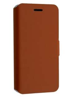 Slim Genuine Leather Portfolio Case with Stand for iPhone 6s Plus/6 Plus - Brown