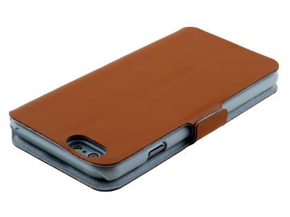 Slim Genuine Leather Portfolio Case with Stand for iPhone 6s Plus/6 Plus - Brown
