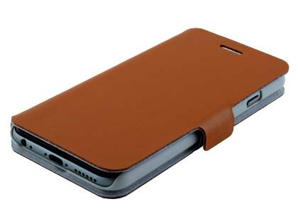 Slim Genuine Leather Portfolio Case with Stand for iPhone 6s Plus/6 Plus - Brown