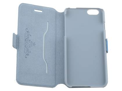 Slim Genuine Leather Portfolio Case with Stand for iPhone 6s Plus/6 Plus - Blue