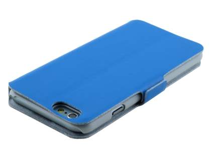 Slim Genuine Leather Portfolio Case with Stand for iPhone 6s Plus/6 Plus - Blue