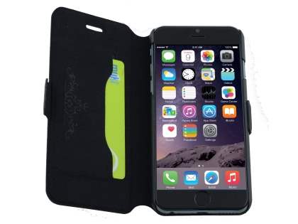 Slim Genuine Leather Portfolio Case with Stand for iPhone 6s Plus/6 Plus - Classic Black