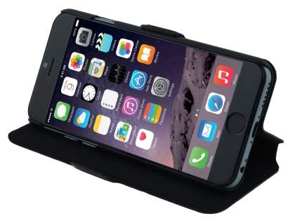 Slim Genuine Leather Portfolio Case with Stand for iPhone 6s Plus/6 Plus - Classic Black