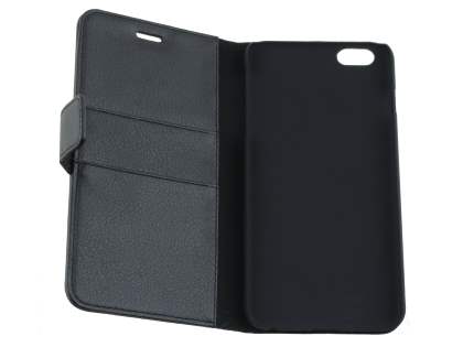 Synthetic Leather Wallet Case with Stand for iPhone 6s Plus/6 Plus - Classic Black